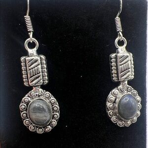 Labradorite with Silver Overlay drop dangle earrings
